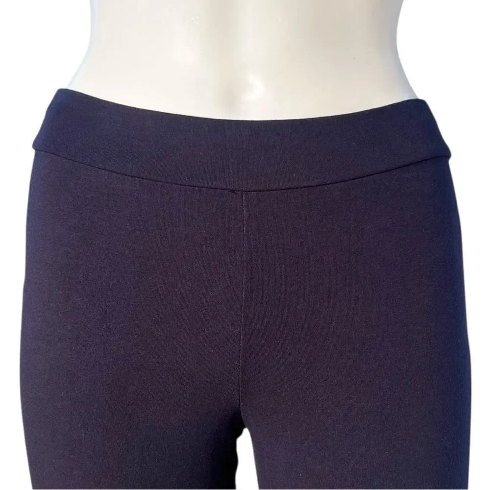 HUE Wide Waistband Blackout Cotton Cropped Leggings NWOT - Navy